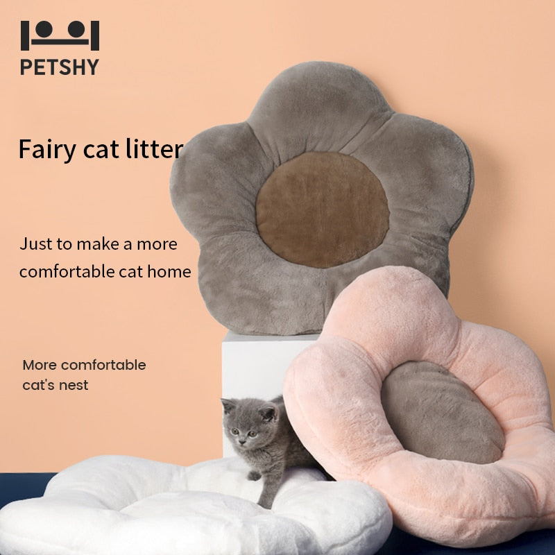 Petshy Portable Plush Dog Bed House Dog Mat Winter Warm Sleeping Cats Nest Soft Long Plush Dog Basket Pet Cushion