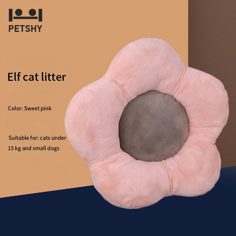 Petshy Portable Plush Dog Bed House Dog Mat Winter Warm Sleeping Cats Nest Soft Long Plush Dog Basket Pet Cushion