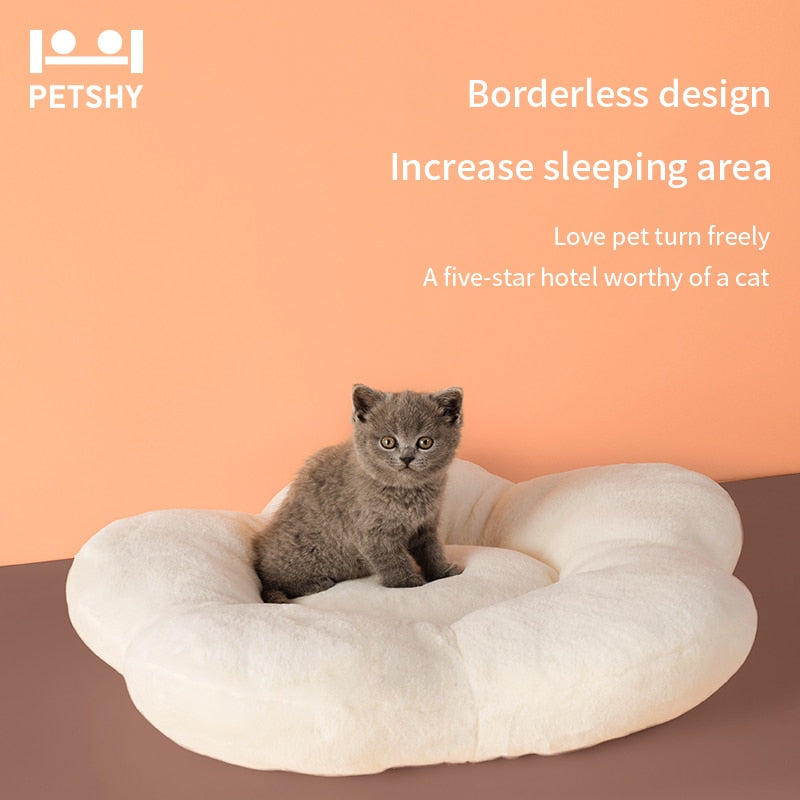 Petshy Portable Plush Dog Bed House Dog Mat Winter Warm Sleeping Cats Nest Soft Long Plush Dog Basket Pet Cushion