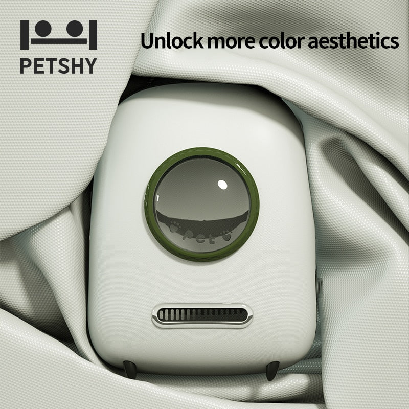 Petshy Pure Color Large Breathable Pet Sling Dog Cat Backpack Travel Space Capsule Cage Pet Transport Bag Carrying Cat