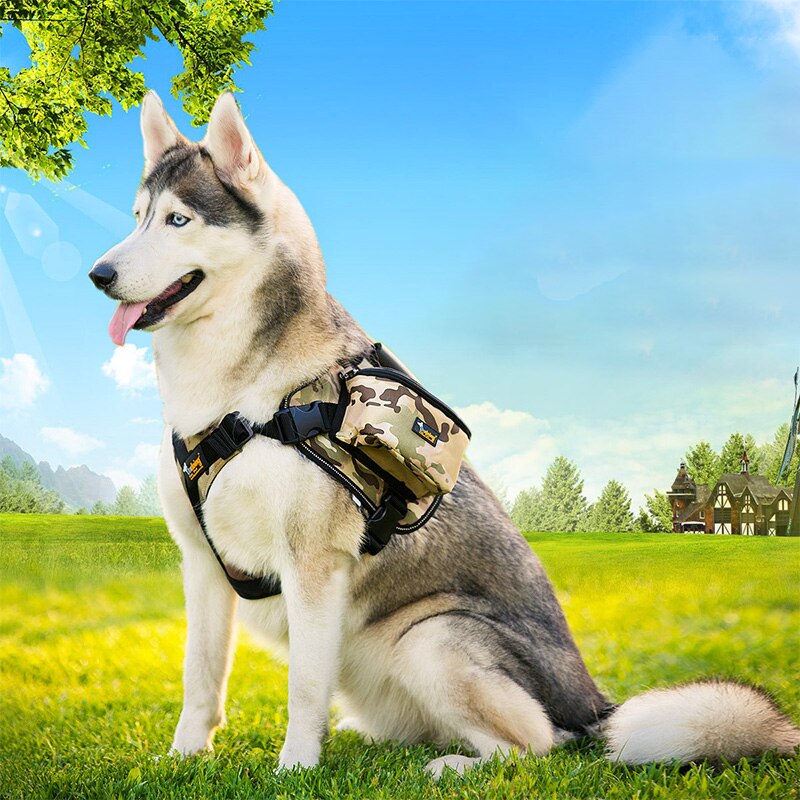 Petshy luxury Pet Outdoor Backpack Large Dog Adjustable Saddle Bag Harness Carrier For Traveling Hiking Camping Large Capicity