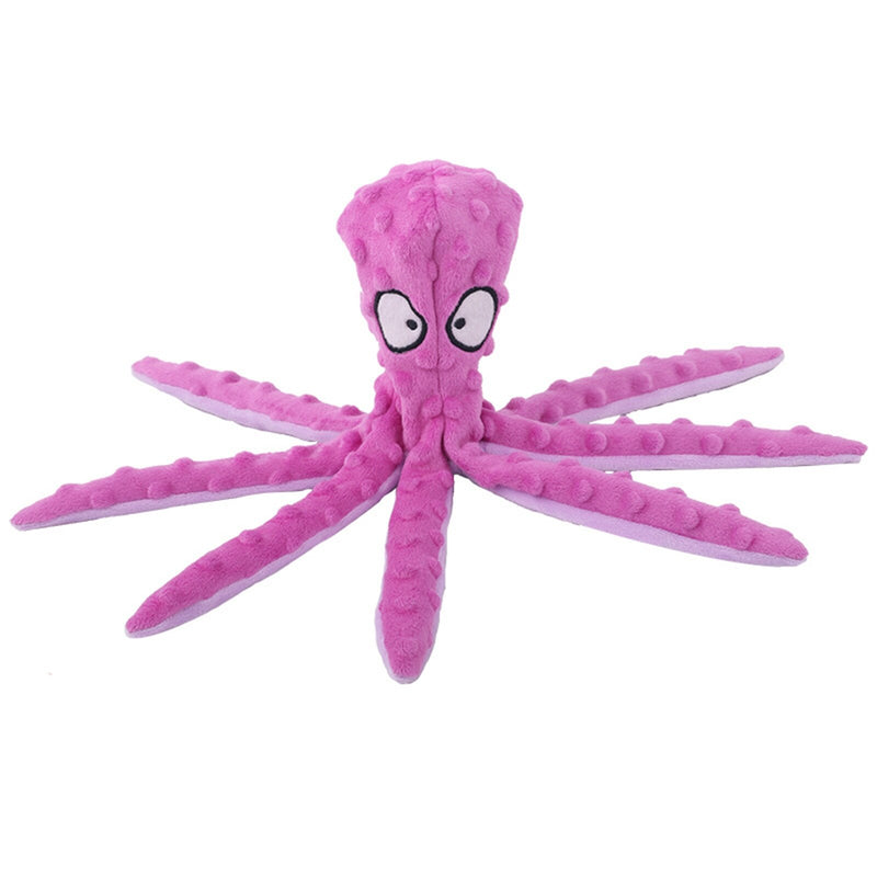 Plush Puzzle Squeaky Dog Toy Cartoon Orange Octopus Puppy Pet Toy Colorful Squid Dog Toy Pet Supplies