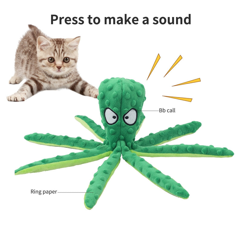Plush Puzzle Squeaky Dog Toy Cartoon Orange Octopus Puppy Pet Toy Colorful Squid Dog Toy Pet Supplies