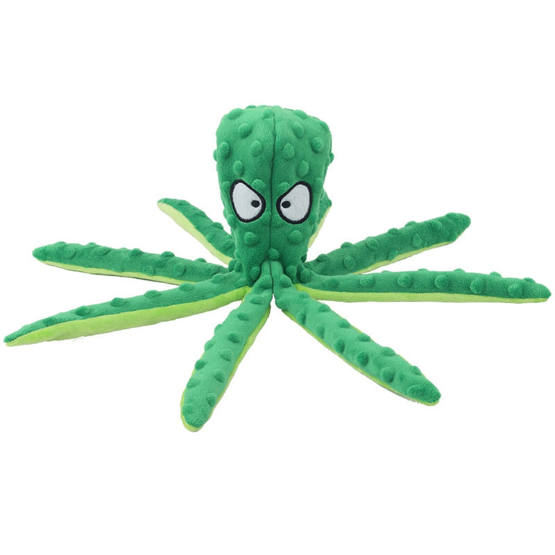 Plush Puzzle Squeaky Dog Toy Cartoon Orange Octopus Puppy Pet Toy Colorful Squid Dog Toy Pet Supplies