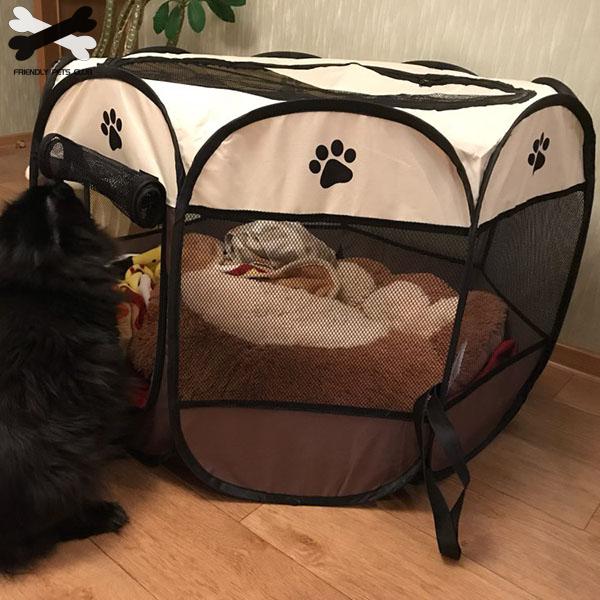 Portable Folding Pet Tent Dog House Cage Dog Cat Tent Playpen Puppy Kennel Easy Operation Octagon Fence 2810