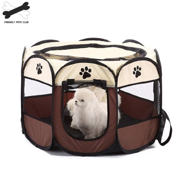 Portable Folding Pet Tent Dog House Cage Dog Cat Tent Playpen Puppy Kennel Easy Operation Octagon Fence 2810