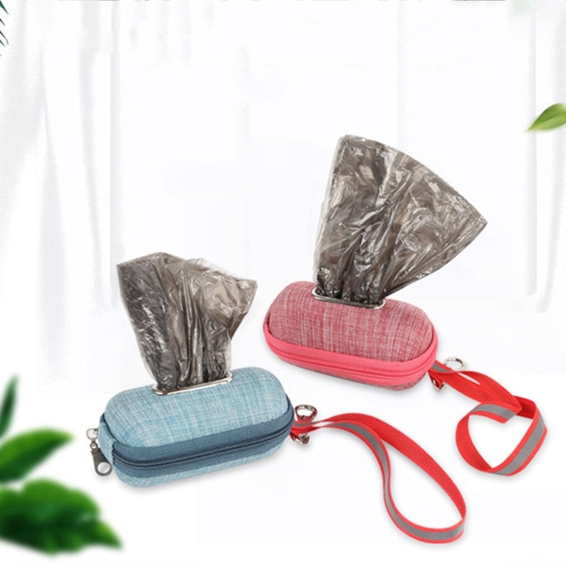 Portable Pet Dog Poop Bag Dispenser Pick-Up Bags Holder With Rope Cleaning Waste Garbage Box