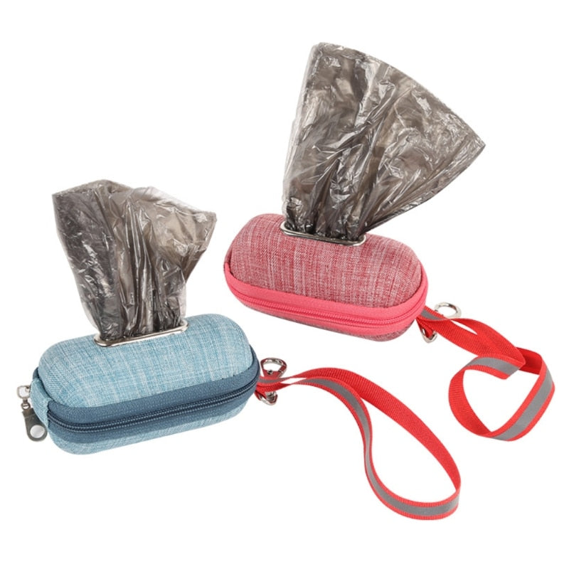 Portable Pet Dog Poop Bag Dispenser Pick-Up Bags Holder With Rope Cleaning Waste Garbage Box