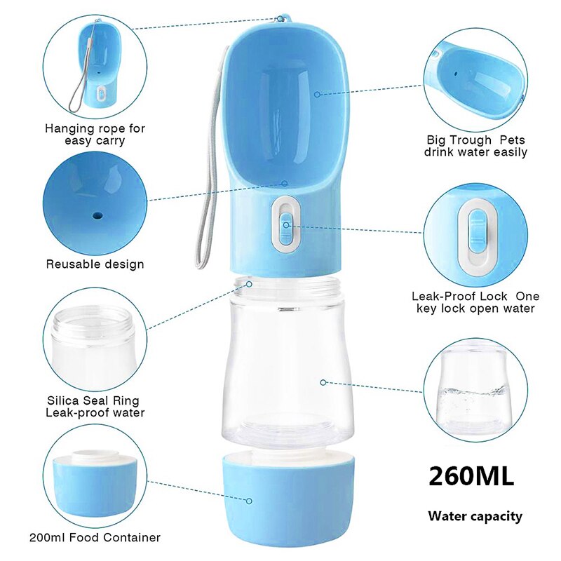 Portable Pet Dog Water Bottle Feeder Bowl Outdoor Travel Puppy Cats Food Bowl Drinking Water Bottle Multifunction Pet Products