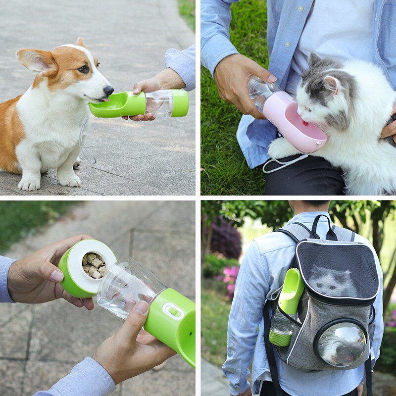 Portable Pet Dog Water Bottle Feeder Bowl Outdoor Travel Puppy Cats Food Bowl Drinking Water Bottle Multifunction Pet Products