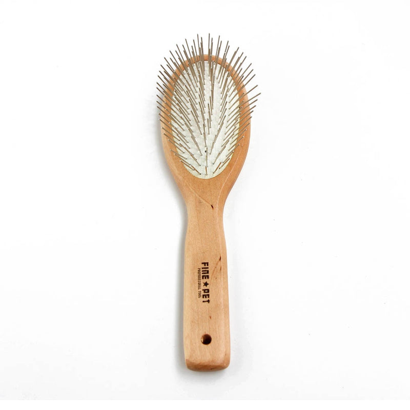Professional Wood Oval 25mm Steel Pin Brush for Short or Long Hair Dogs and Cats, Pet Grooming Tools for Large and Small Dogs