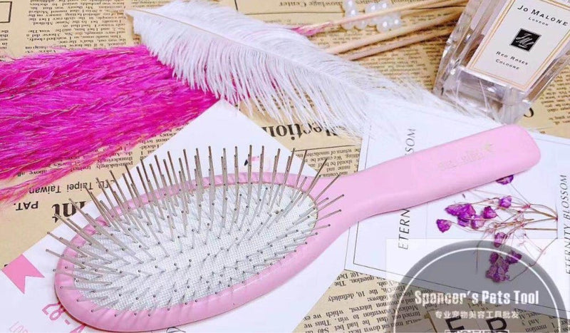 Professional Wood Oval 25mm Steel Pin Brush for Short or Long Hair Dogs and Cats, Pet Grooming Tools for Large and Small Dogs