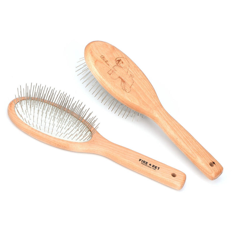 Professional Wood Oval 25mm Steel Pin Brush for Short or Long Hair Dogs and Cats, Pet Grooming Tools for Large and Small Dogs