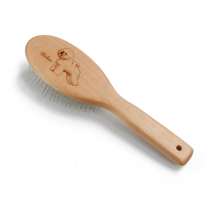 Professional Wood Oval 25mm Steel Pin Brush for Short or Long Hair Dogs and Cats, Pet Grooming Tools for Large and Small Dogs