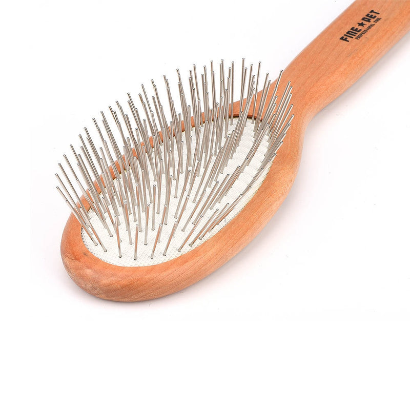 Professional Wood Oval 25mm Steel Pin Brush for Short or Long Hair Dogs and Cats, Pet Grooming Tools for Large and Small Dogs