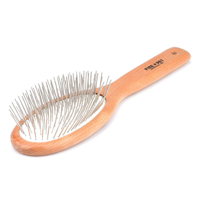 Professional Wood Oval 25mm Steel Pin Brush for Short or Long Hair Dogs and Cats, Pet Grooming Tools for Large and Small Dogs