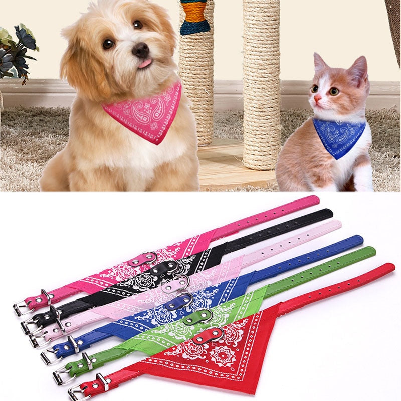 Puppy Neckerchief Adjustable Pet Dog Cat Neck Bandana Collar Scarf Accessories for Cats & Small Dogs Black Red Blue Pink Purple