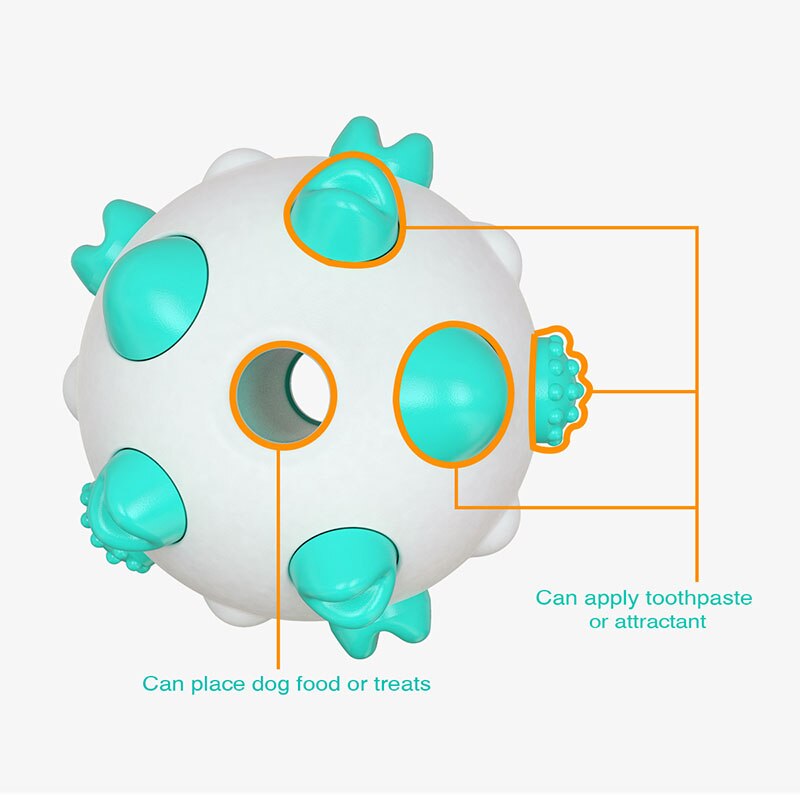 Rubber Dog Chew Toy Ball Tooth Cleaning Bite Resistant Large Small Dogs Molar Interactive Training Toy Treat Ball Food Dispenser