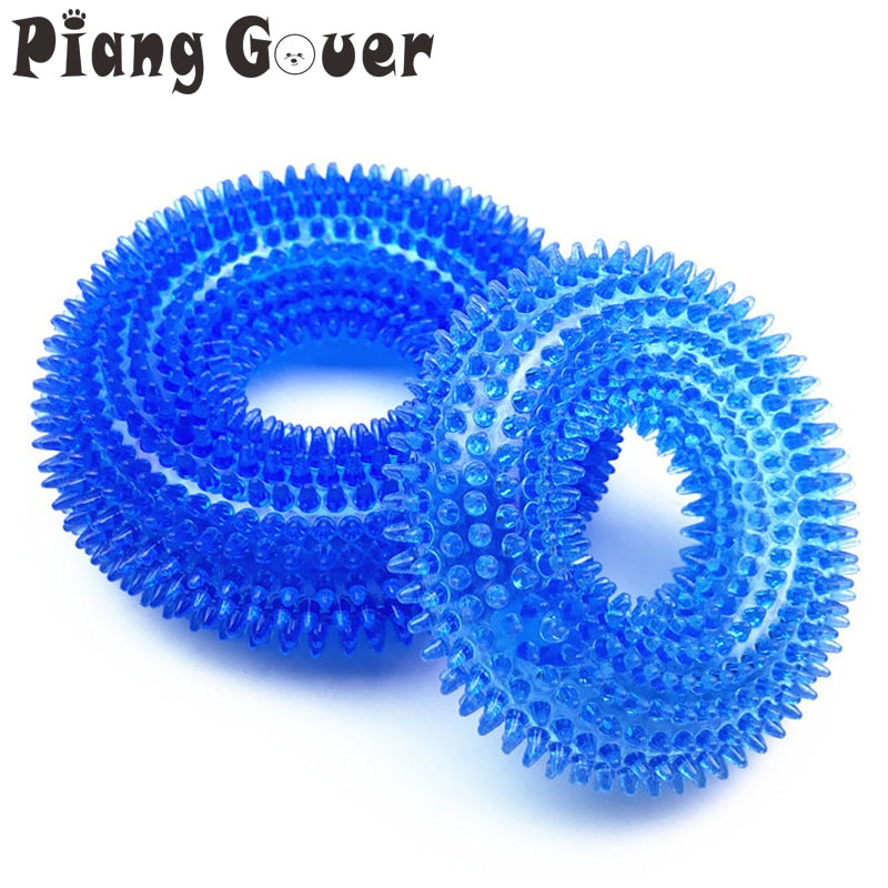 S/L Squeak Chew Pet Toys Thorn Circle Ring For Large Dogs Training Funny Chew Small Dog Toys Sound Interactive Durable