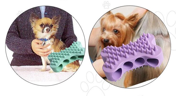 Silicone Pet Dog Cat Bath Grooming Brush Comb Rubber Glove Effecient Fur Grooming Massaging Device Hair Shedding Trimming Brush