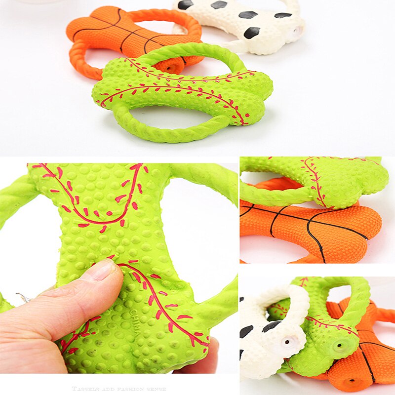 Smartpet 3 Colors Dog Squeaking Bone Ring Chew Toy Durable Pet Flying Saucer Flying Discs Interactive Puppy Dog Puzzle Toy