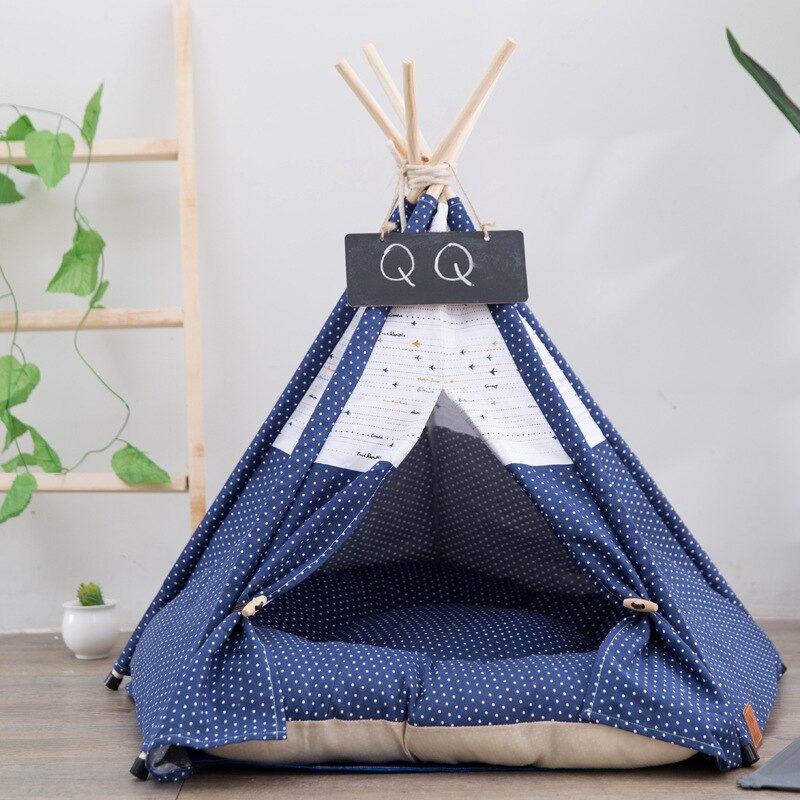 Smartpet Foldable Dot Boat Pattern Pet Tent bed Washable Puppy Toy House Sleeping Home Cozy Cat Teepee For Small Dogs Cats