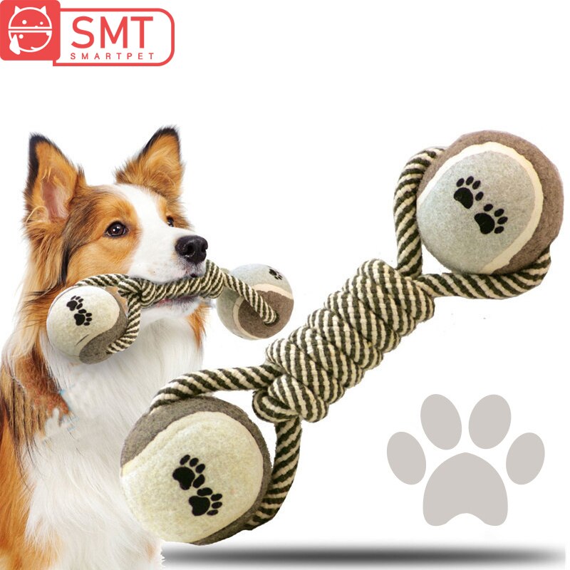 Smartpet Pet Dog Puppy Cotton Knot Chew Toy Teeth Cleaning Durable Dog Rope Toy Interactive Toy Funny Ball Toy Pet Supplies