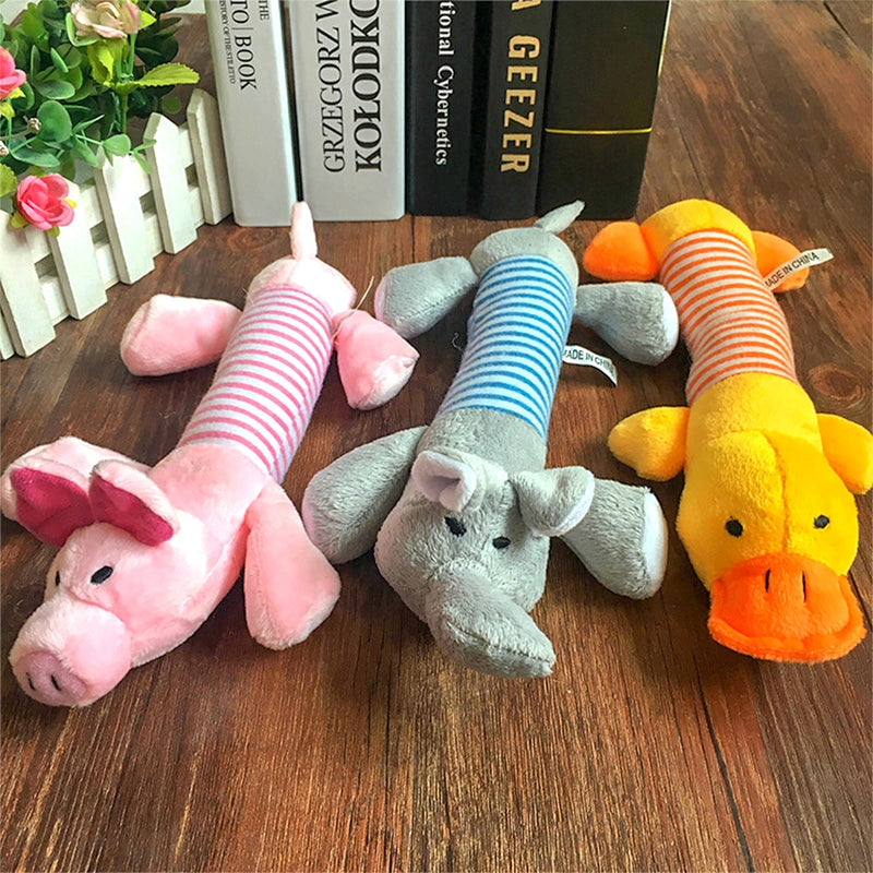 Cute Plush Anmials Squeak Sound Pet Cat Dog Toys Funny Durable Chew Molar Toy