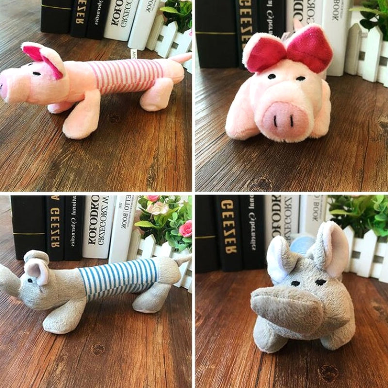 Cute Plush Anmials Squeak Sound Pet Cat Dog Toys Funny Durable Chew Molar Toy