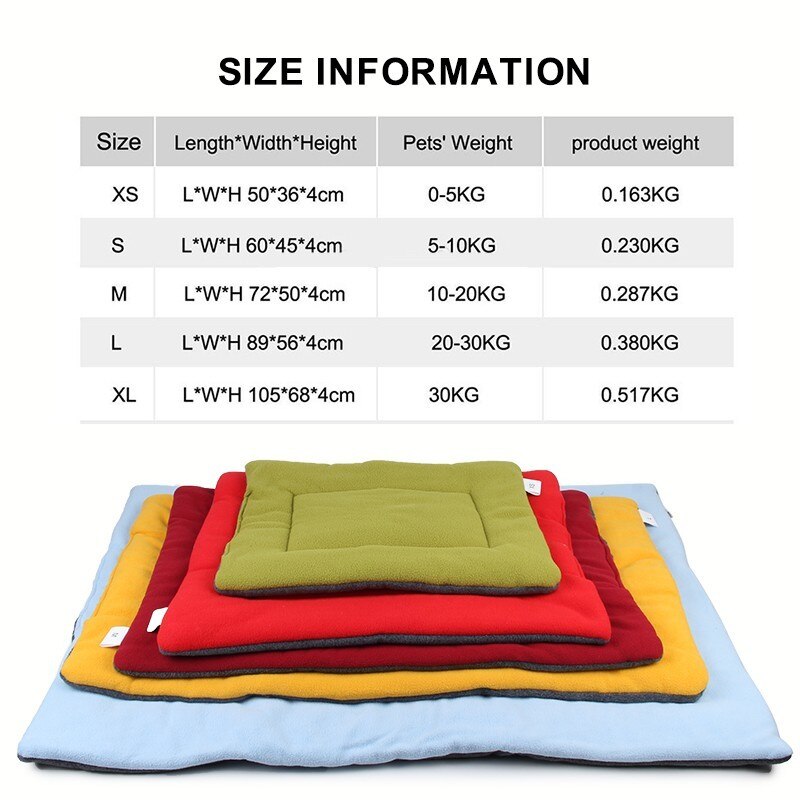 Soft Dog Bed Mat Pet Cushion House for Cats Warm Dog Blanket Solid Fleece Lounger Bed for Small Medium Large Dogs Pet Products