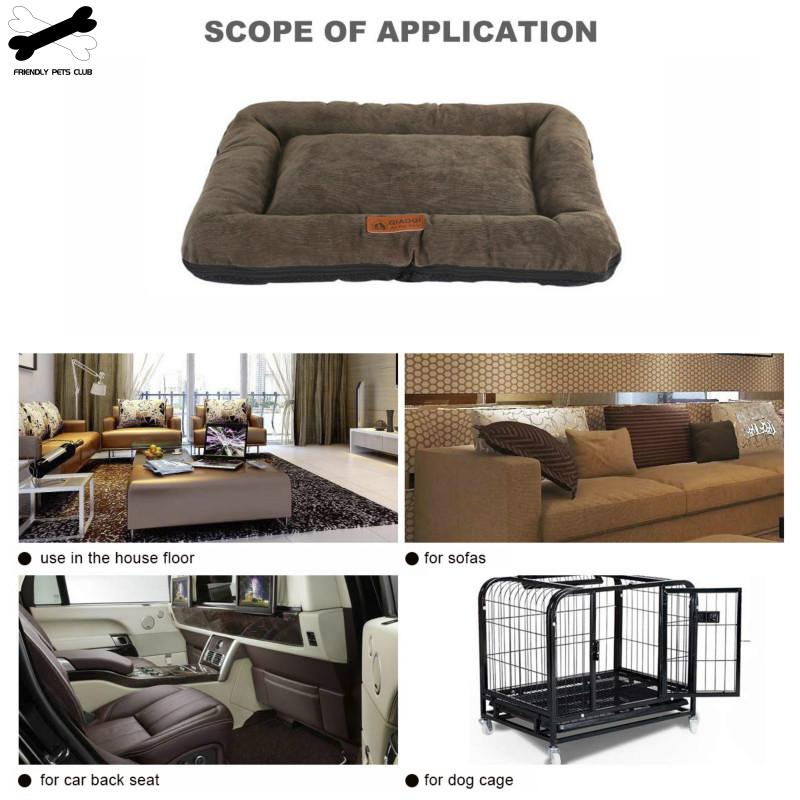 Soft Dog Bed Mattress Mat Crate Kennel Pad Washable Cloth Anti-Slip Bottom  Indoor Outdoor For Large Medium Small Dogs Cats