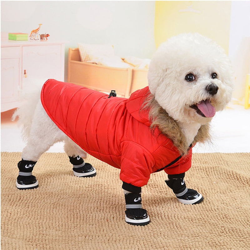 Soft Fur Hoodie Warm Cotton Dog Clothes For Small Dogs Windproof Pet Jacket Dog Coat Winter Clothing For Yorkshire Chihuahua