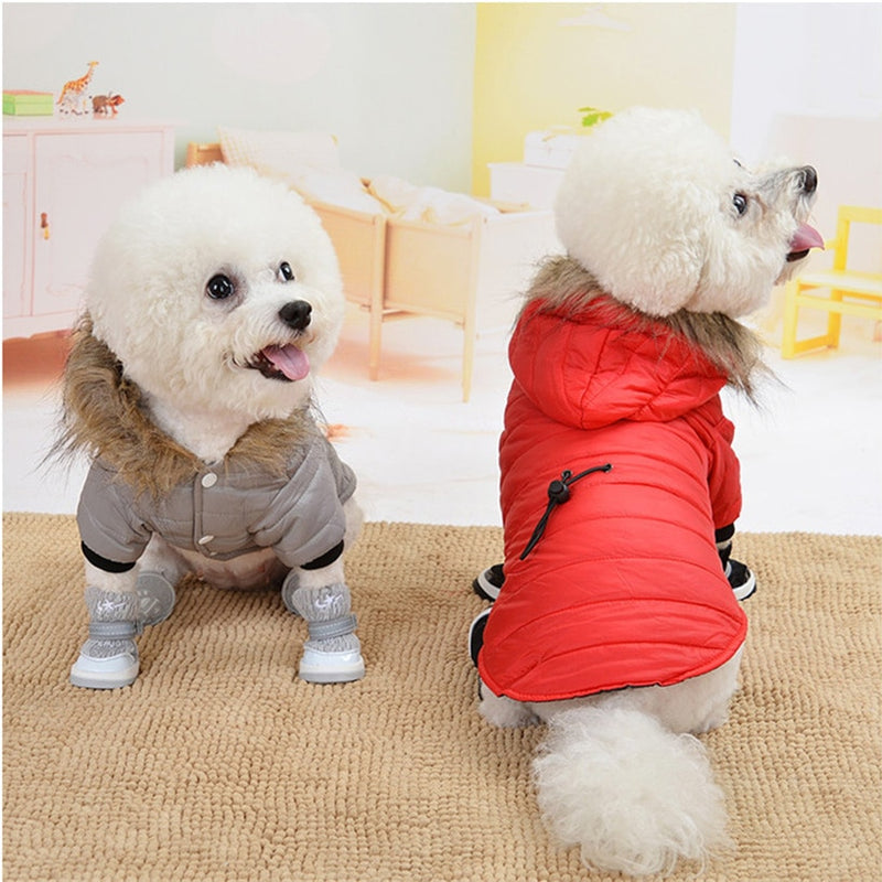 Soft Fur Hoodie Warm Cotton Dog Clothes For Small Dogs Windproof Pet Jacket Dog Coat Winter Clothing For Yorkshire Chihuahua