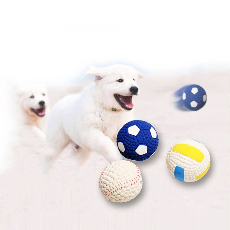 Soft Latex Pet Dog Toy Ball Squeak Toys Cleaning Tooth Chew Voice Toy Pet Supplies Non-toxic Training Balls Durable