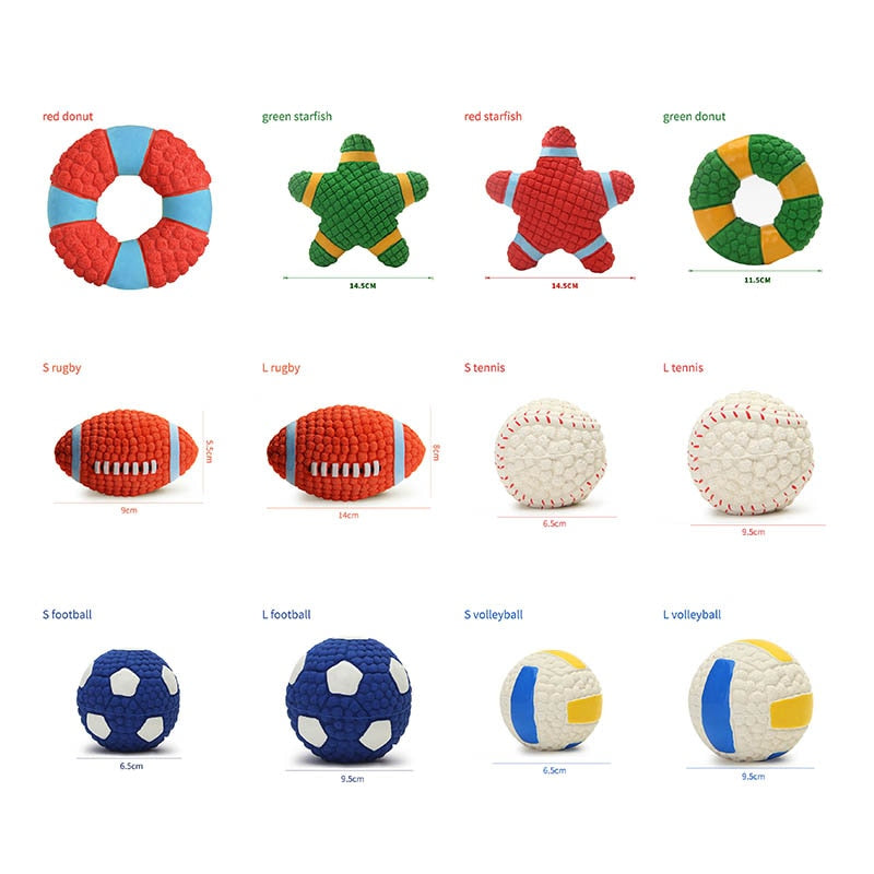 Soft Latex Pet Dog Toy Ball Squeak Toys Cleaning Tooth Chew Voice Toy Pet Supplies Non-toxic Training Balls Durable