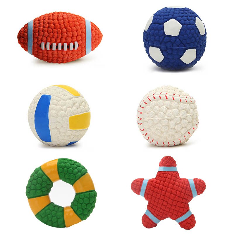 Soft Latex Pet Dog Toy Ball Squeak Toys Cleaning Tooth Chew Voice Toy Pet Supplies Non-toxic Training Balls Durable