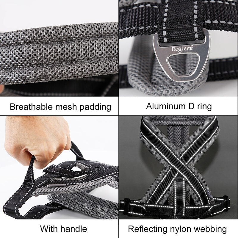 Soft Mesh Dog Harness Vest Reflective No Pull Pulling Walking Pet Control Harness For Dog For Jogging Running Szelki Dla Psa