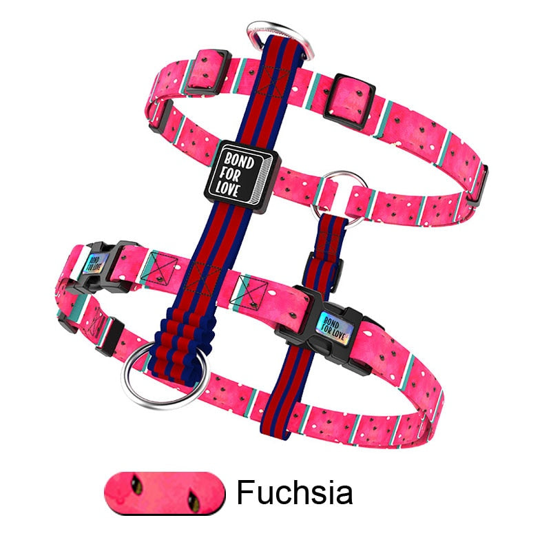 Soft Nylon Pet Dog Harness Chest Strap Harness Collar Adjustable Cute Pink