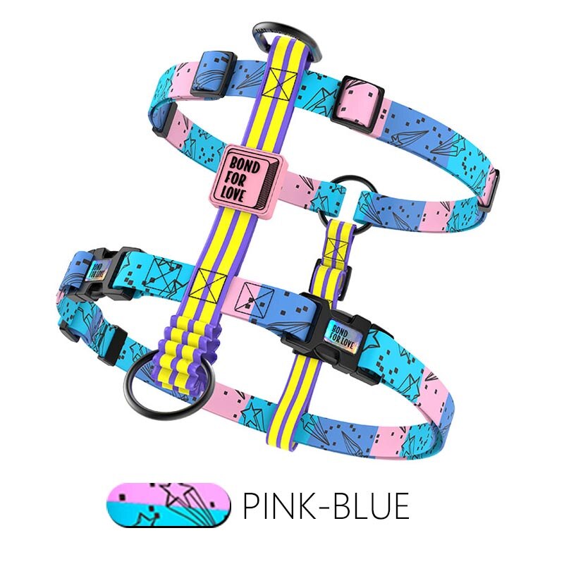 Soft Nylon Pet Dog Harness Chest Strap Harness Collar Adjustable Cute Pink