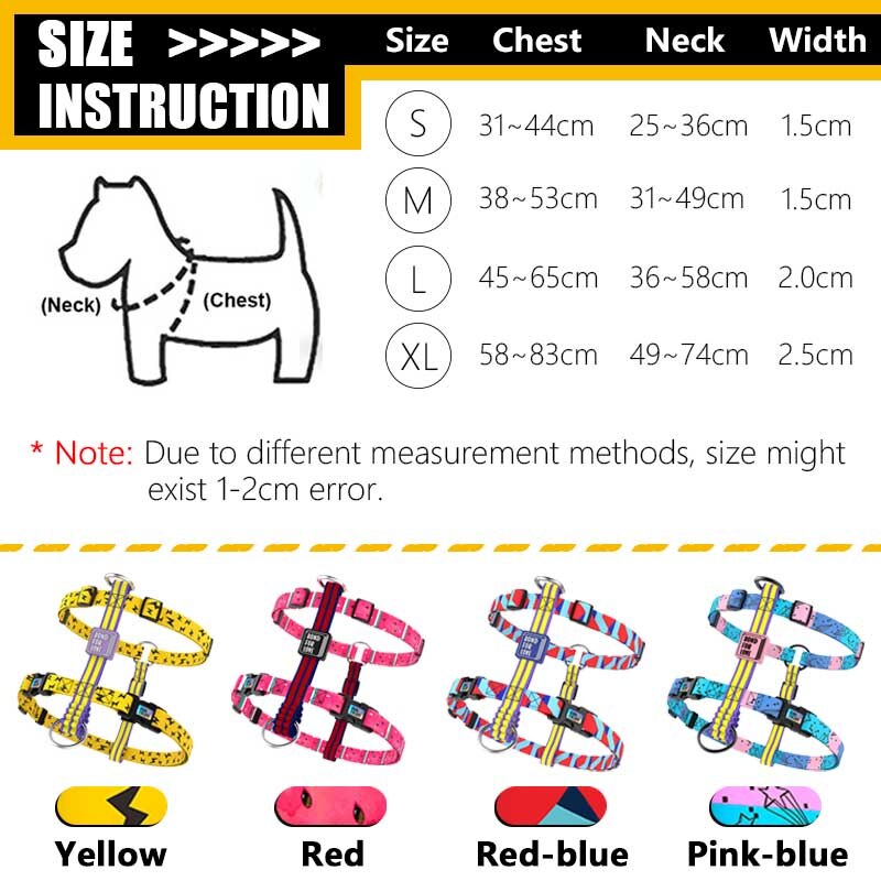 Soft Nylon Pet Dog Harness Chest Strap Harness Collar Adjustable Cute Pink