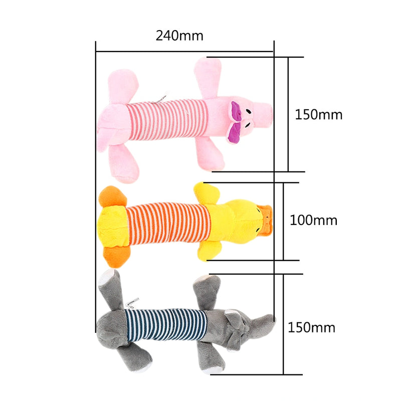 Squeak Chew Dog Toys Sound Dolls Dog Cat Fleece Pet Funny Plush Toys Elephant Duck Pig Fit for All Pets Durability