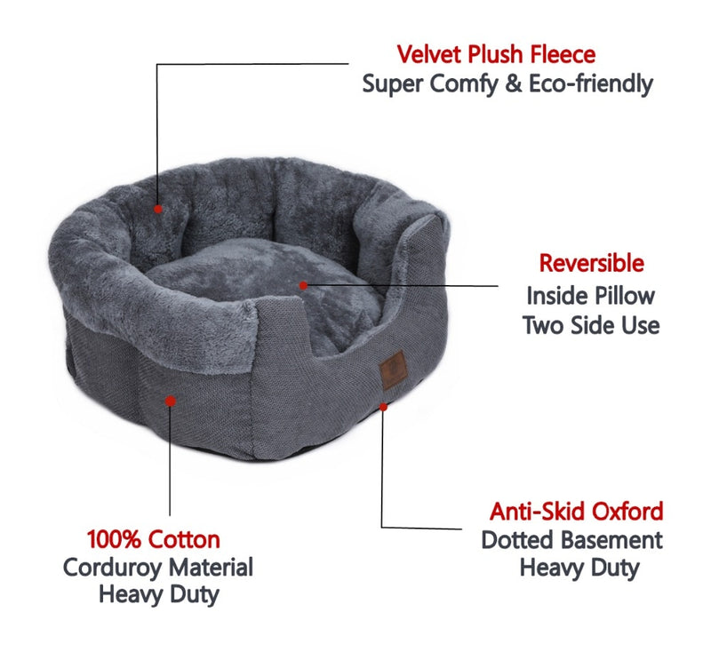 Super Comfy Velvet Fleece Nest Model Round Shape Dog Beds Pet Beds Cat Cave for Dogs and Cats Anti Skid Cotton Material