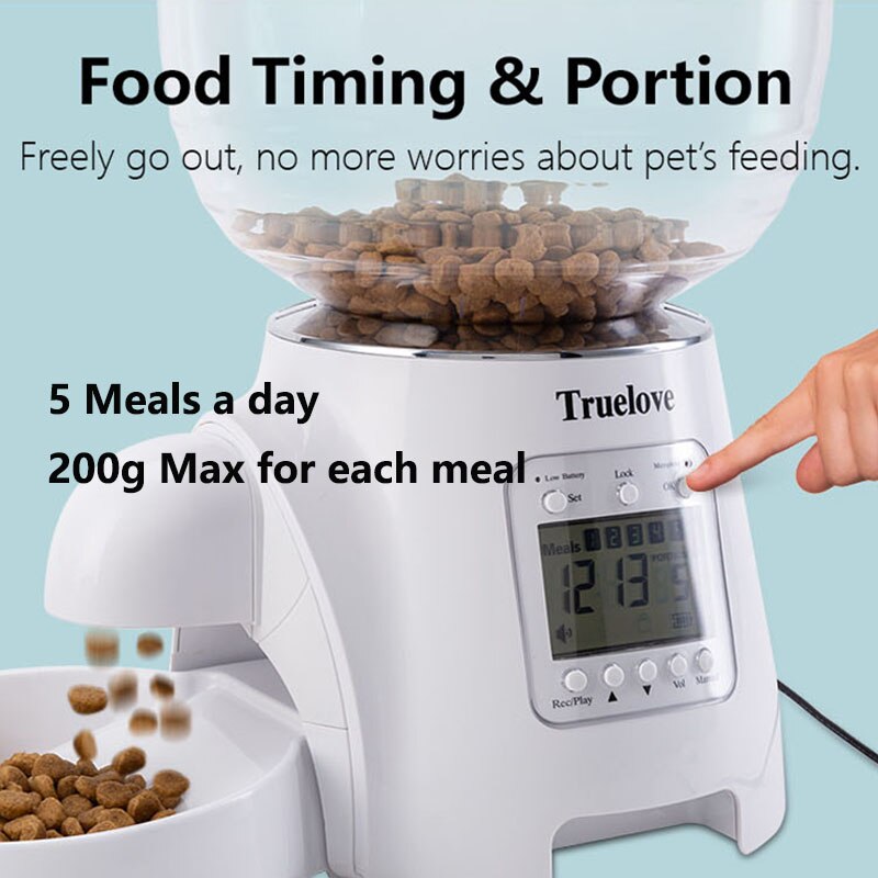 5L Automatic Cat Feeder Dog Food Dispenser for Pets with 2 Modes