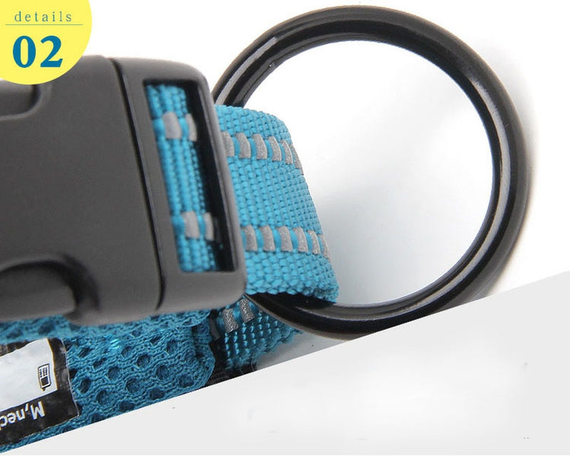 3M Reflective Mesh Padded Dog Collar Adjustable Nylon Outdoor Adventure Pet Collar