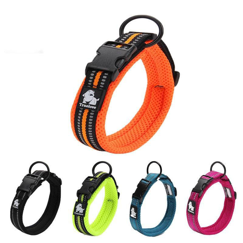 3M Reflective Mesh Padded Dog Collar Adjustable Nylon Outdoor Adventure Pet Collar