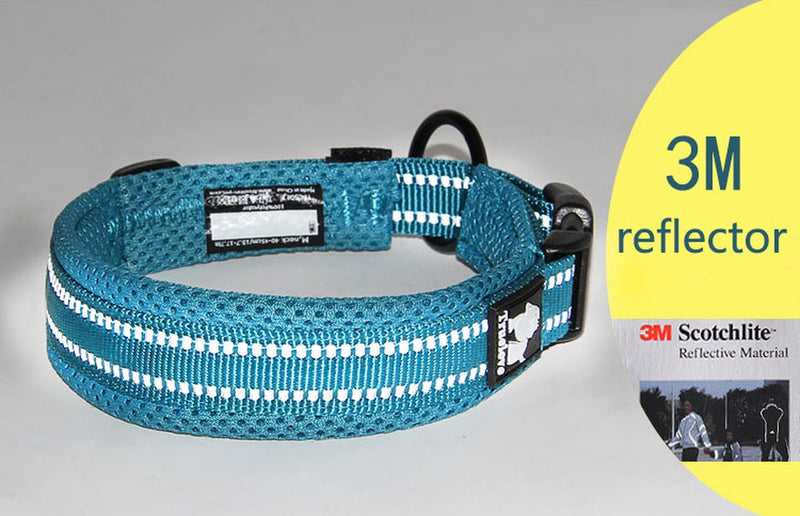 3M Reflective Mesh Padded Dog Collar Adjustable Nylon Outdoor Adventure Pet Collar