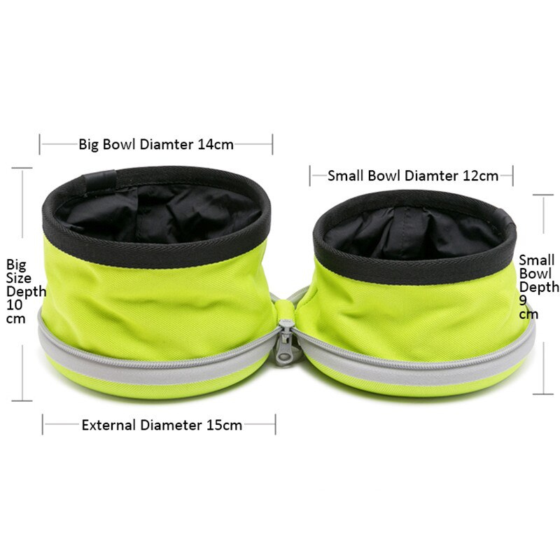 Dog Bowl Double for Food Mat Travel Waterproof Foldable Running Walking Hiking Camping