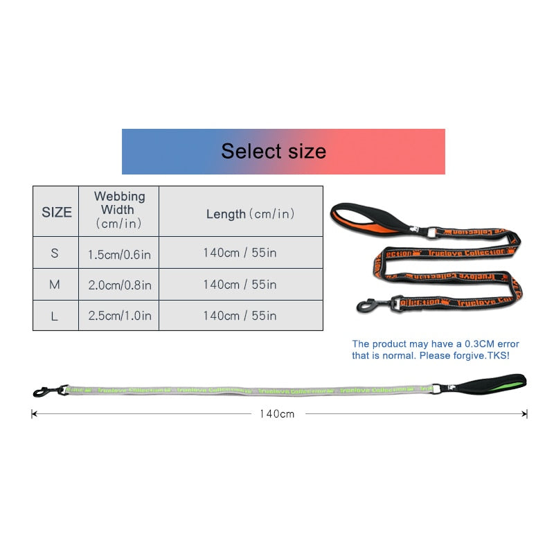 Pet Leash Nylon Explosion-proof Reflective for Cat  and Dog Small Medium Large Travel Cross Walking Training TLL3071