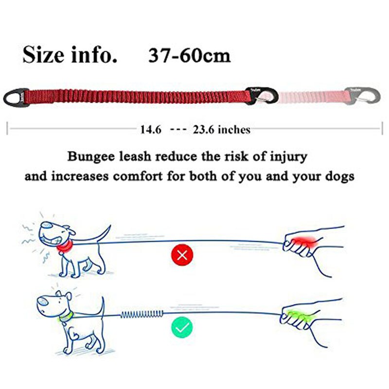 Short Bungee Dog Leash For Dogs Nylon Leash Retractable Extension In Elastic Bungee Buffer Dog Running Walking Training