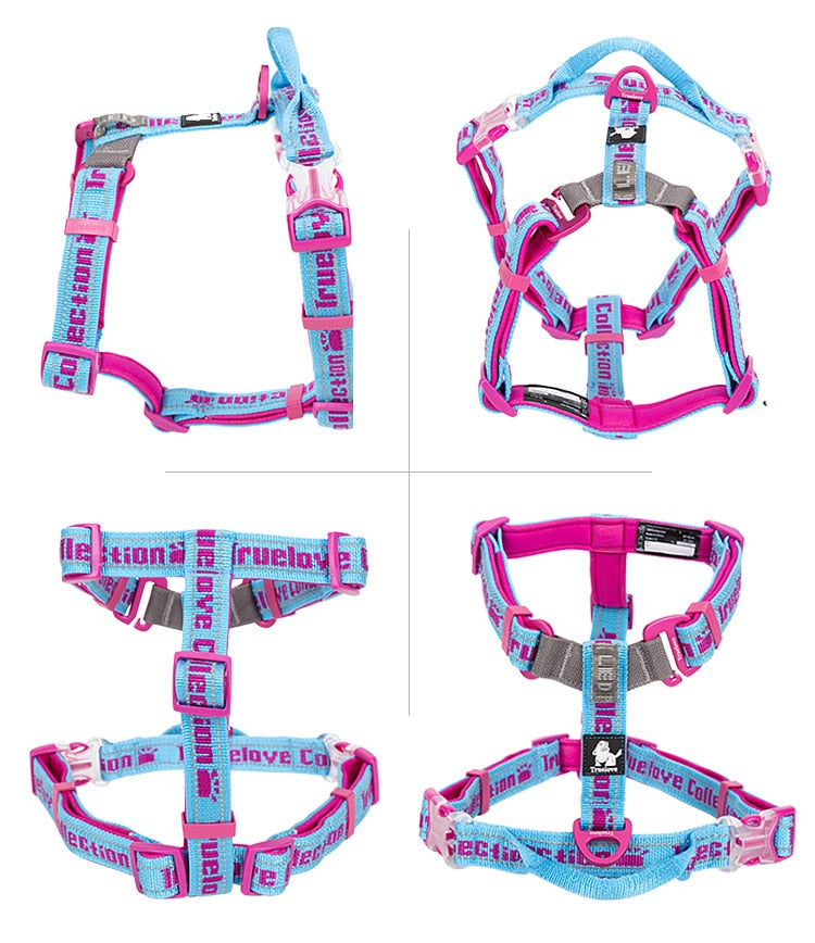 Soft Padded Dog Harness Easy On And Off Nylon Adjustable Car Pet Harness Belt Reflective For Outdoor Training Walking